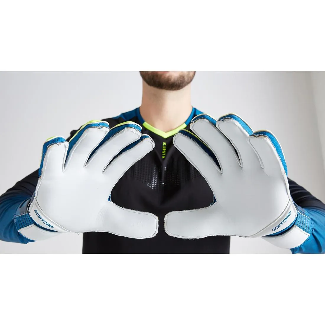 Adult Football Goalkeeper Gloves F500 - Blue/Yellow