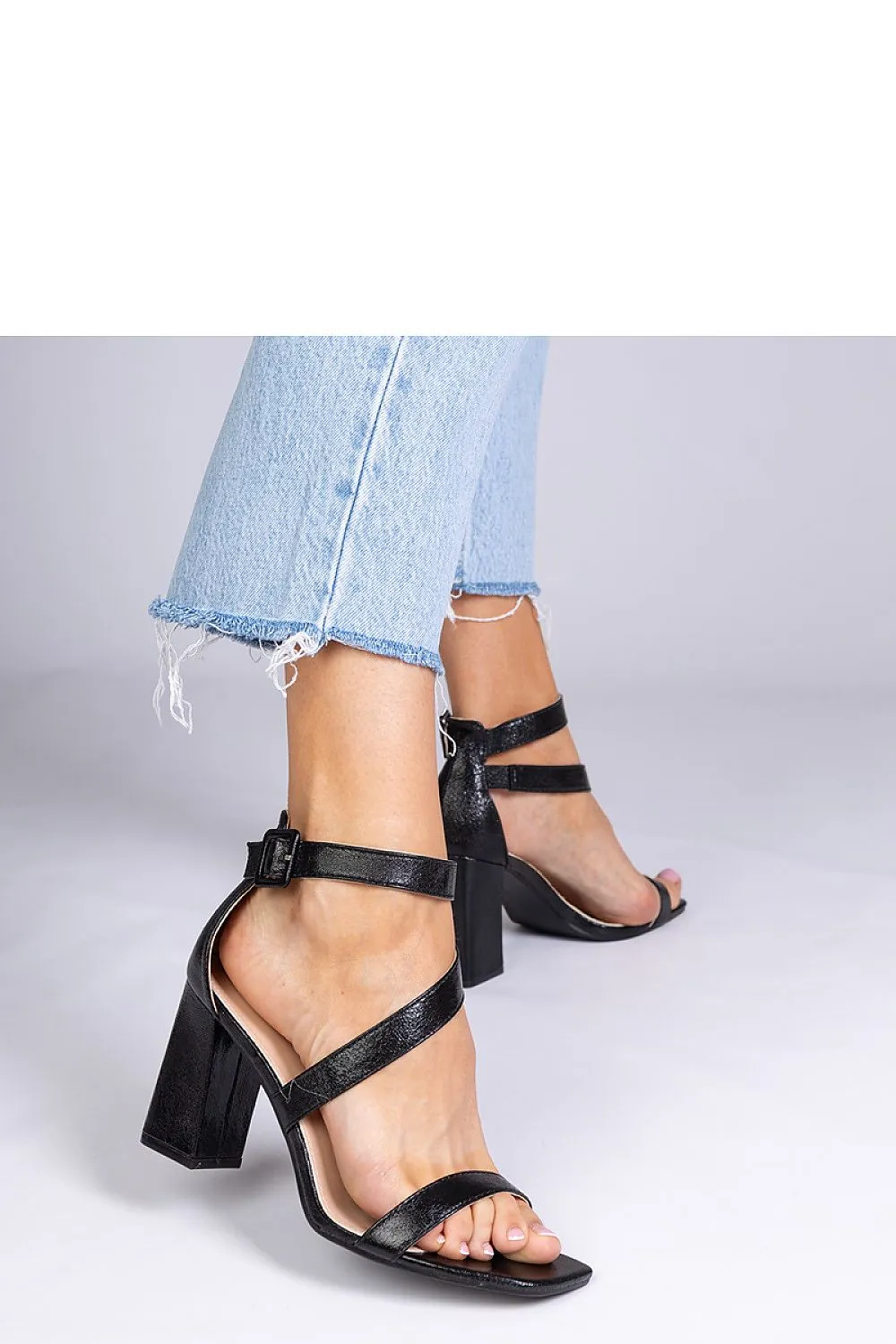 Black buckle stiletto sandals
