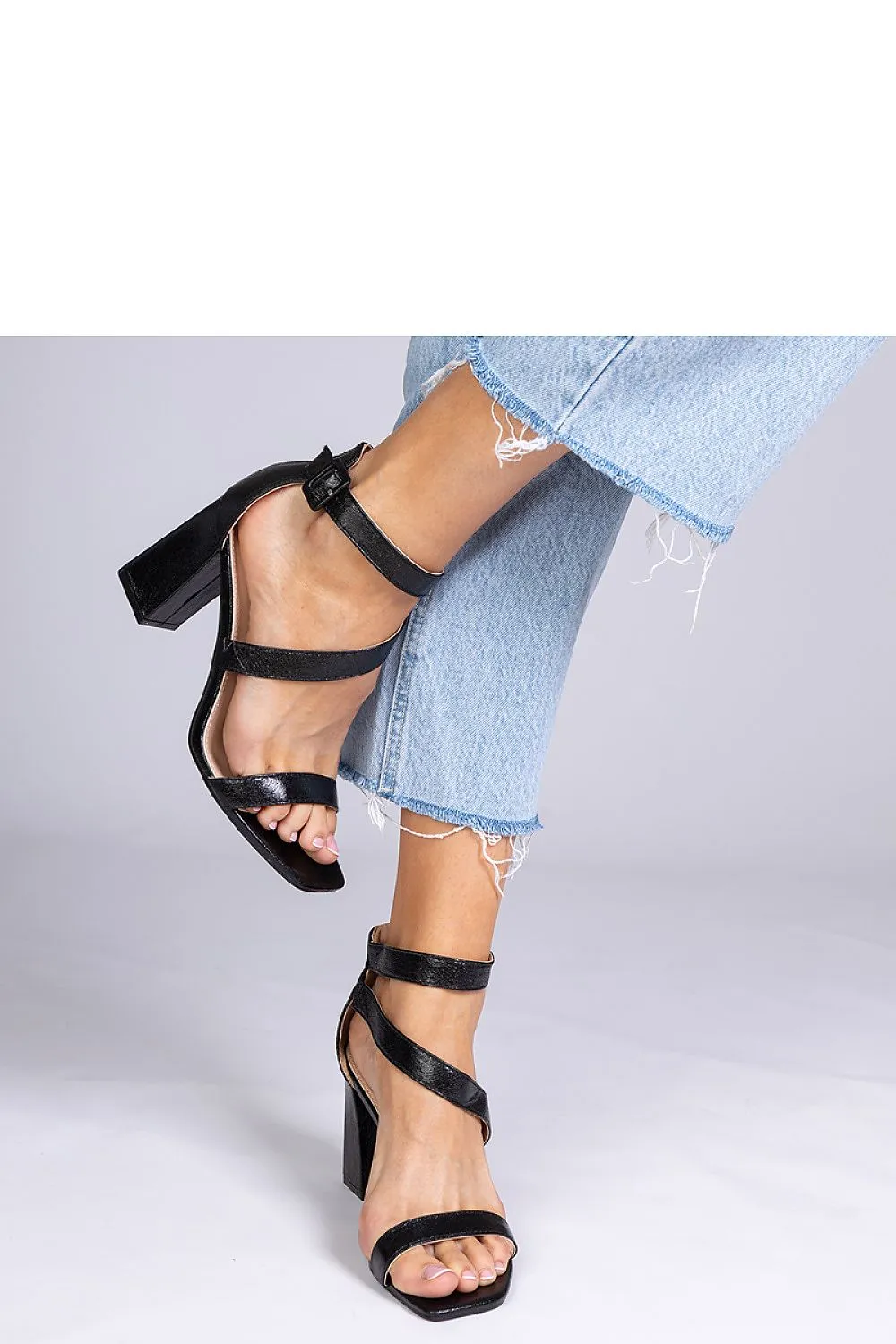 Black buckle stiletto sandals