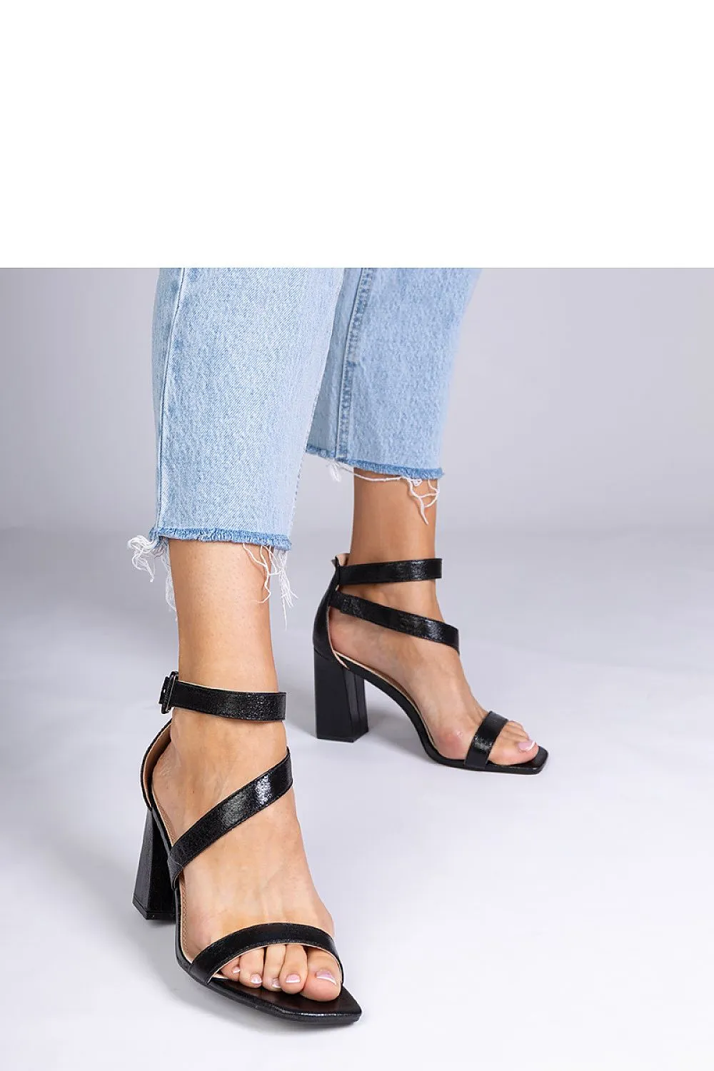 Black buckle stiletto sandals