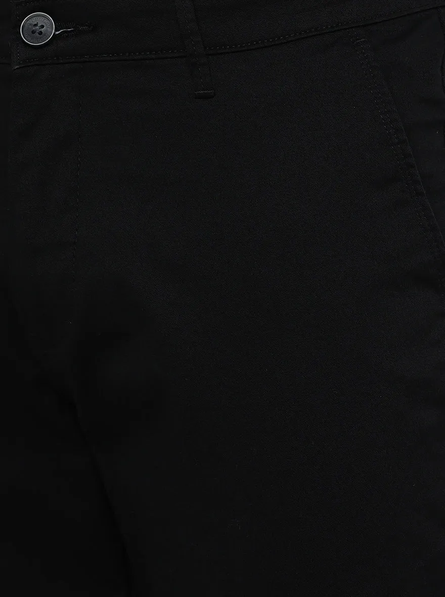 Black Solid Neo Fit Casual Trouser | Greenfibre