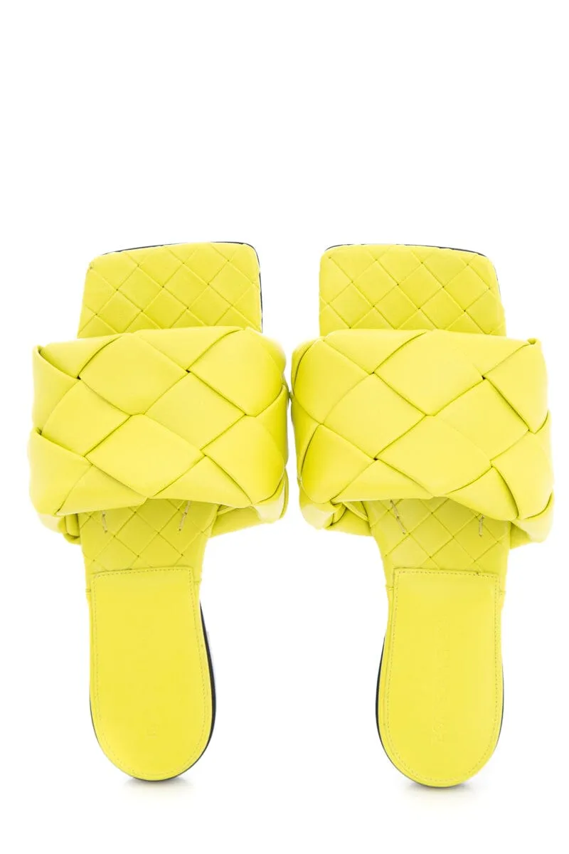 Bottega Veneta Lime Intrecciato Leather Sandals SZ 36