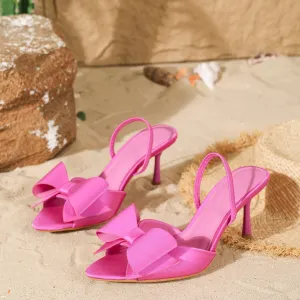 Bowknot Pointed Toe Strap Stiletto Heel Sandals