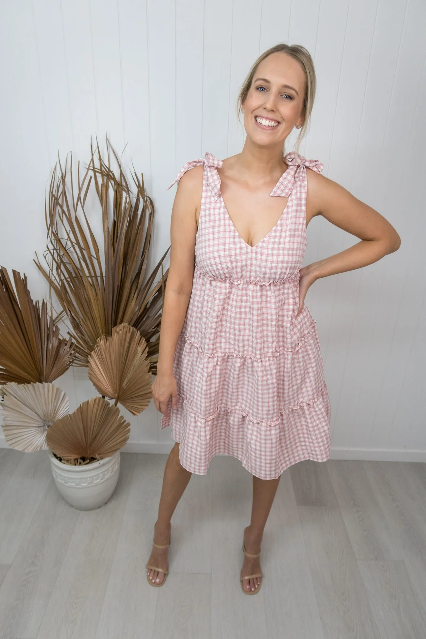 Breeze Dress -Blush/gingham