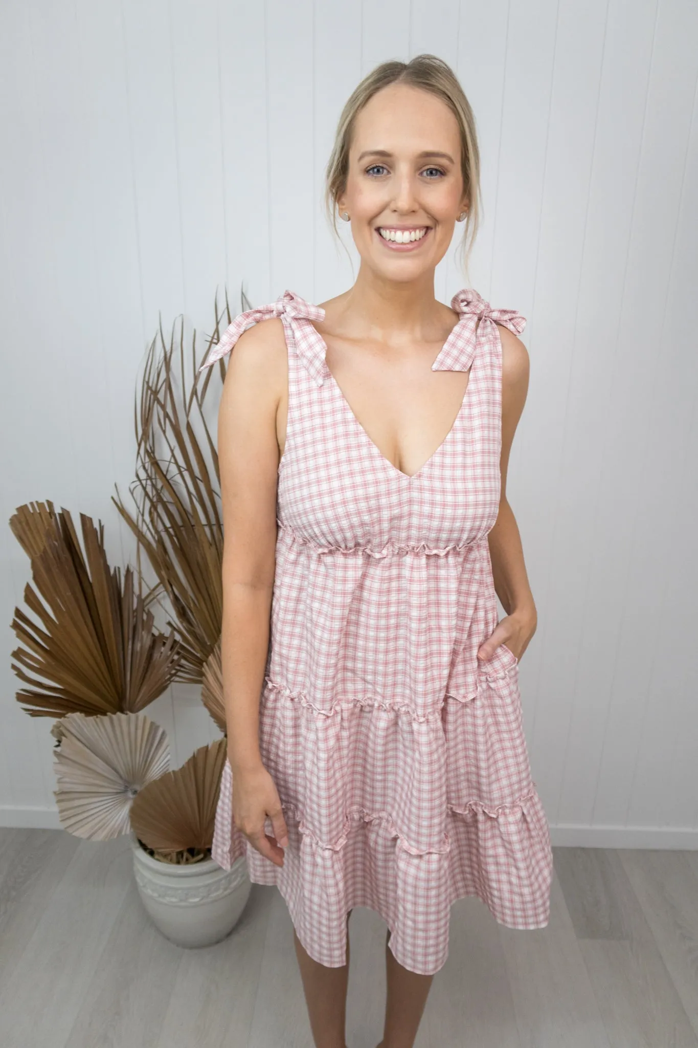 Breeze Dress -Blush/gingham