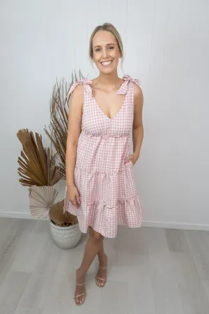 Breeze Dress -Blush/gingham