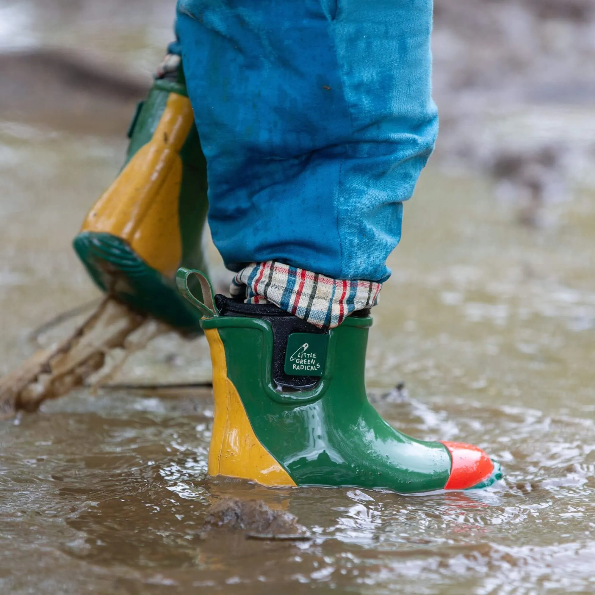 Colour Block Ankle Wellington Fair Rubber Natural Waterproof Boots