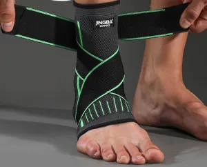 Compression Ankle Support Brace with Bandage for Sprain Adjustable Breathable Material Ankle Supports