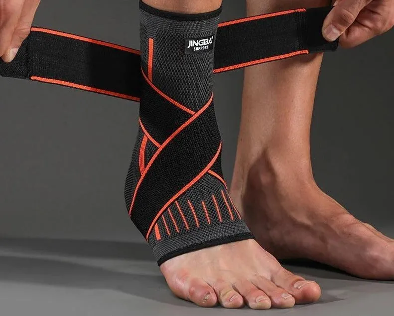 Compression Ankle Support Brace with Bandage for Sprain Adjustable Breathable Material Ankle Supports