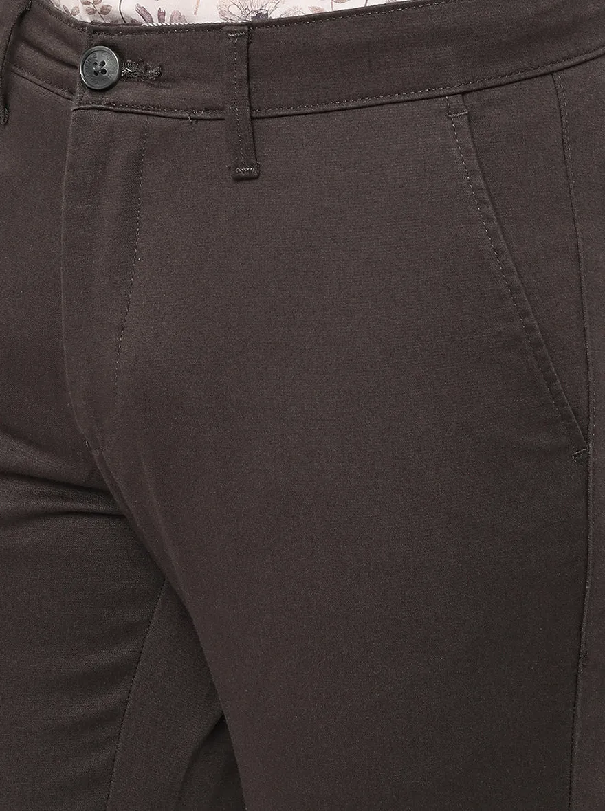 Dark Grey Solid Neo Fit Casual Trouser | Greenfibre