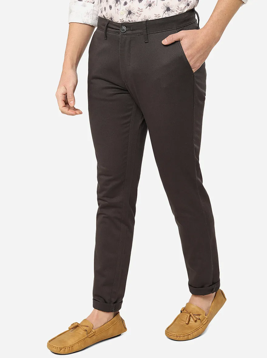 Dark Grey Solid Neo Fit Casual Trouser | Greenfibre