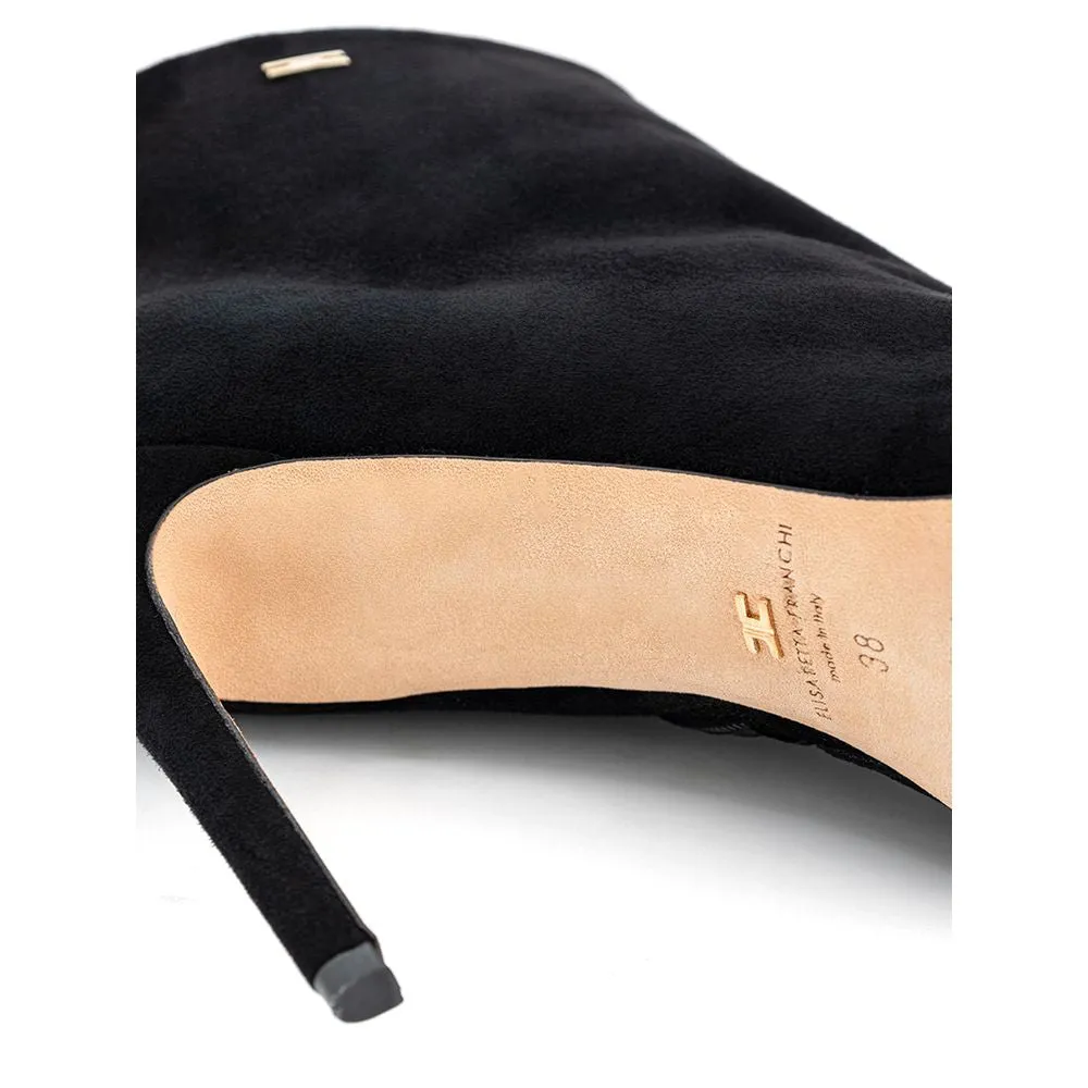 Elisabetta Franchi Black Suede Leather Boot