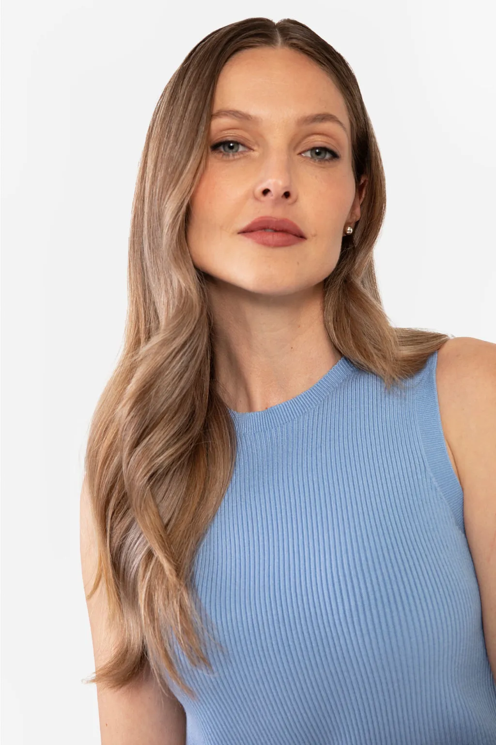 EMMA RIBBED CROP TANK - LIGHT HEATHER GREY