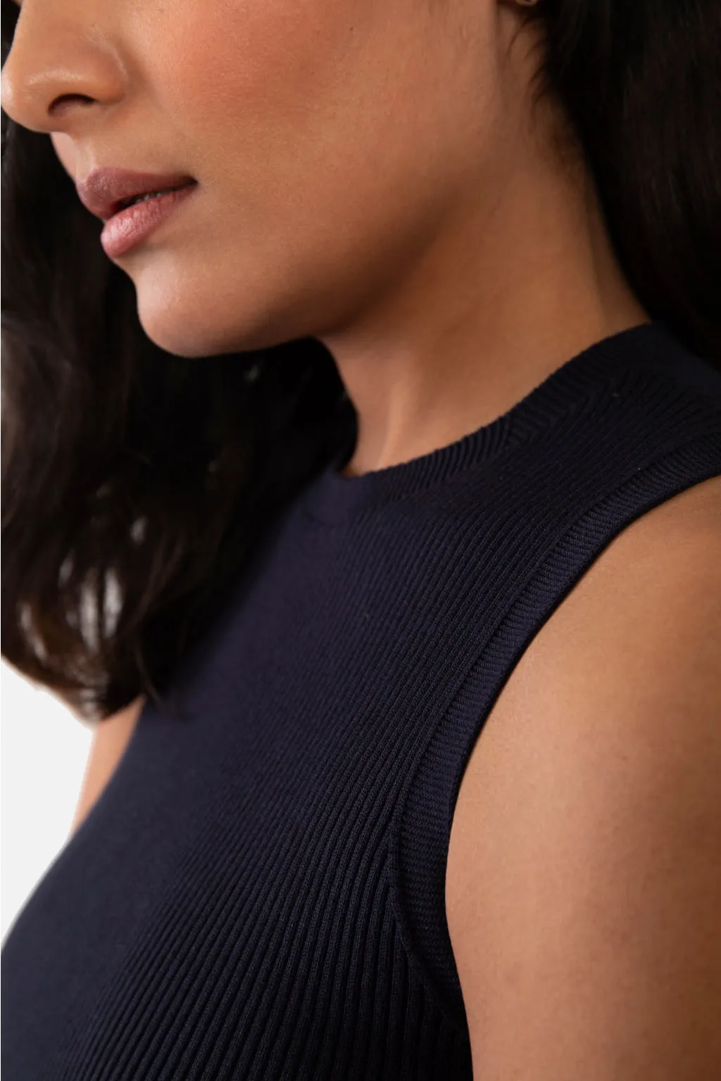 EMMA RIBBED CROP TANK - LIGHT HEATHER GREY