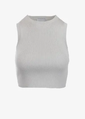 EMMA RIBBED CROP TANK - LIGHT HEATHER GREY