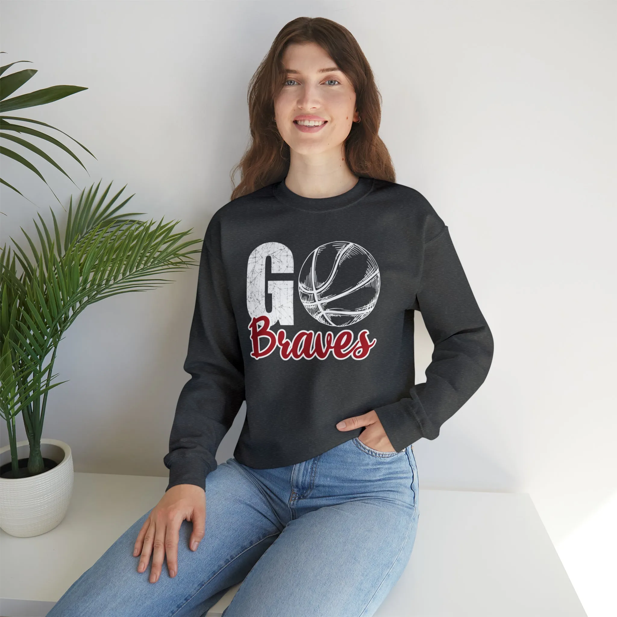 Go Braves Basketball Unisex Heavy Blend™ Crewneck Sweatshirt