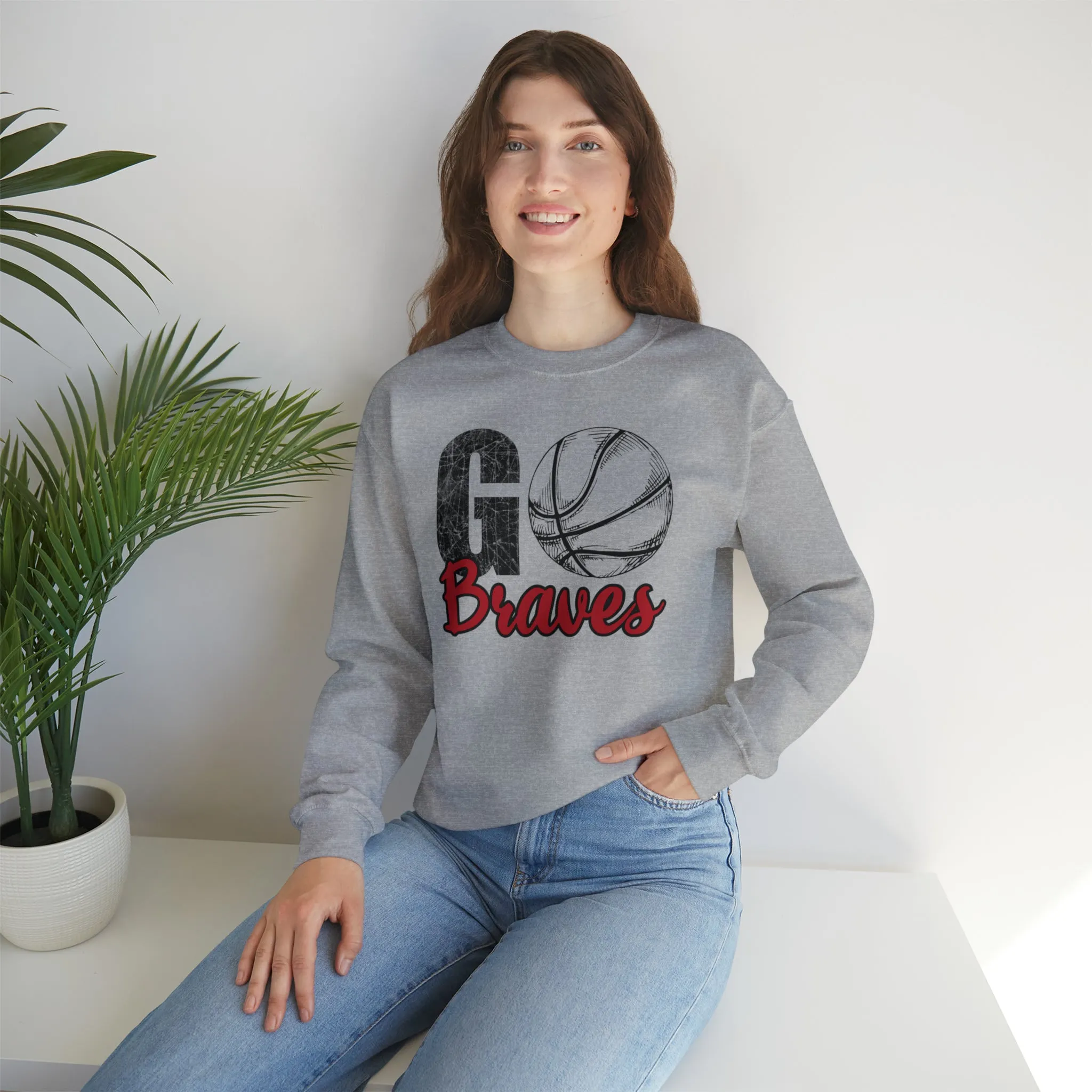 Go Braves Basketball Unisex Heavy Blend™ Crewneck Sweatshirt