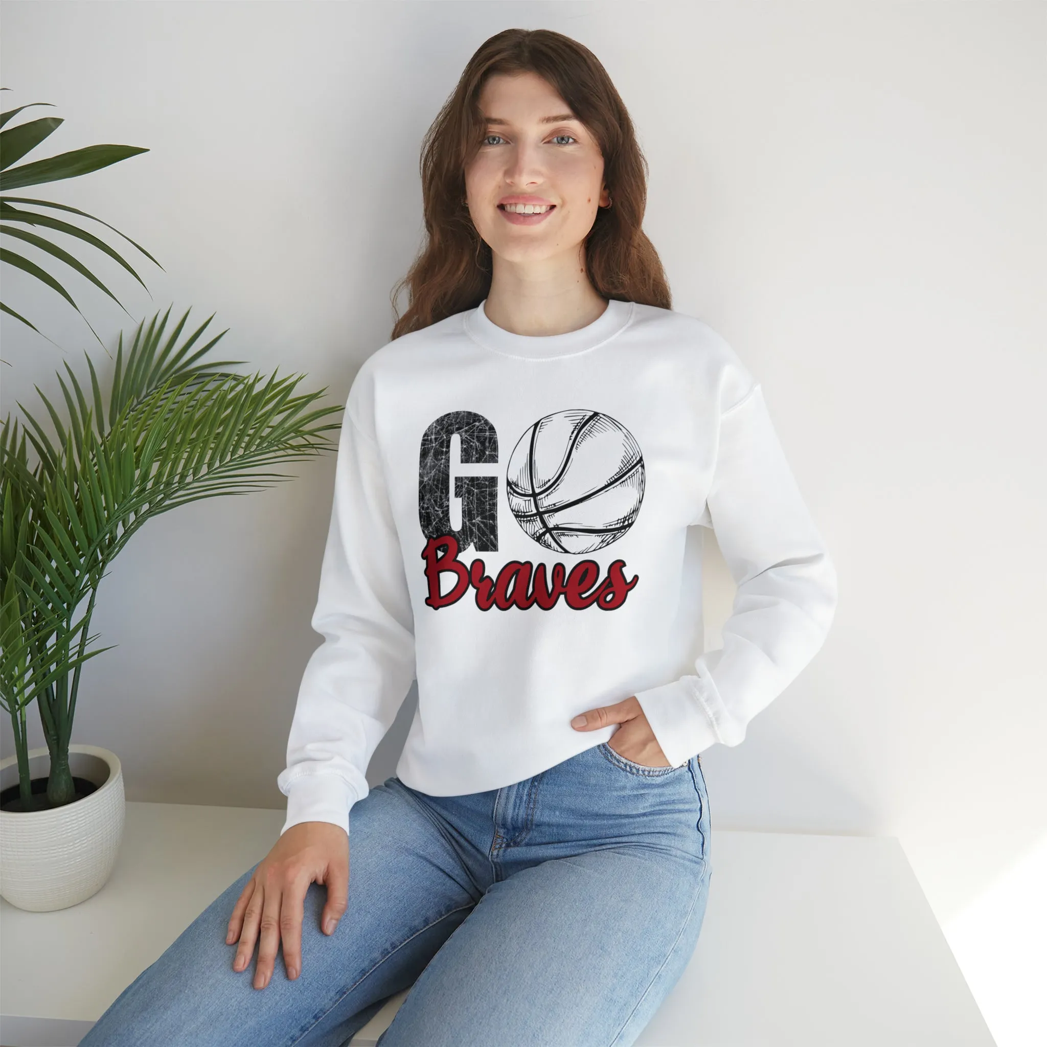 Go Braves Basketball Unisex Heavy Blend™ Crewneck Sweatshirt