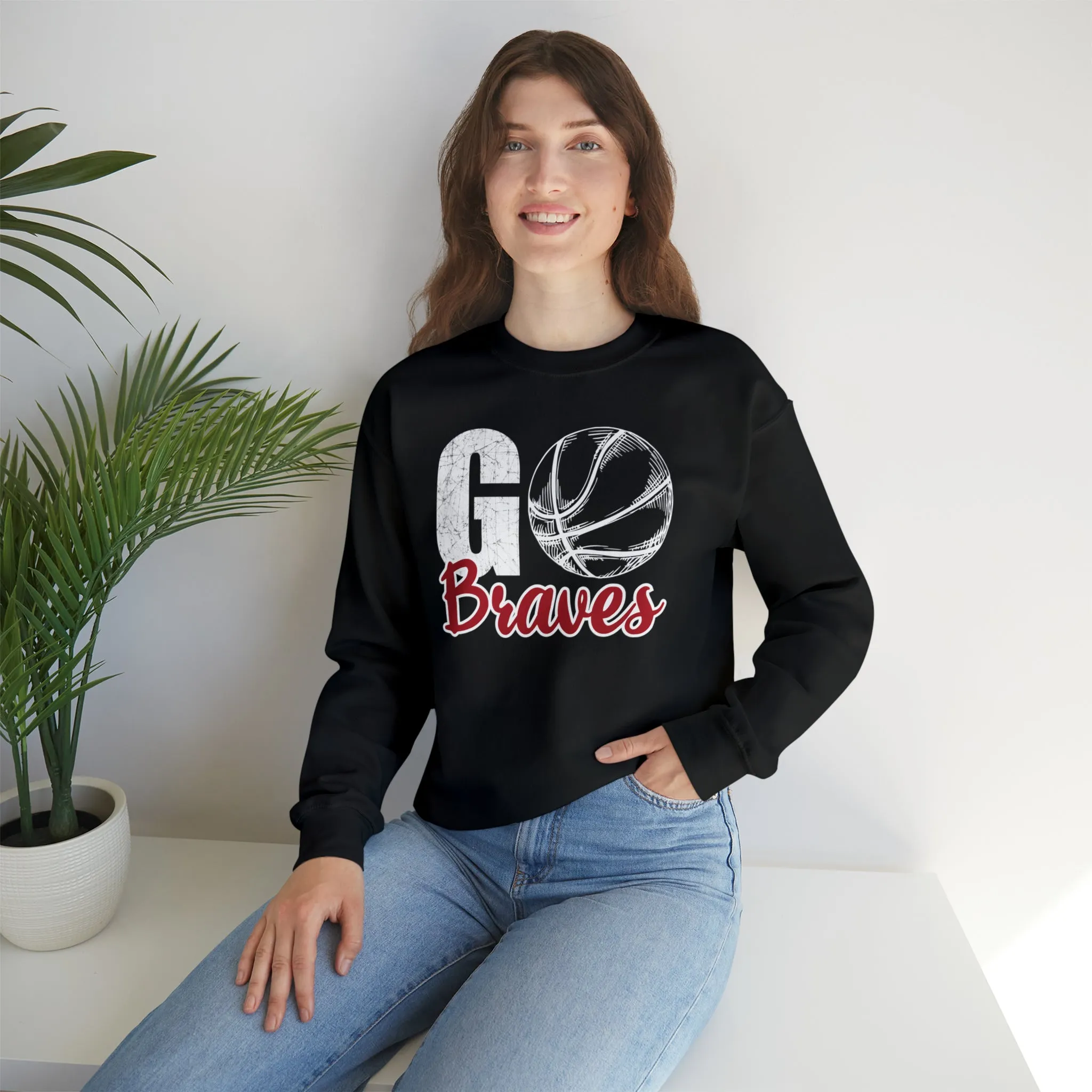 Go Braves Basketball Unisex Heavy Blend™ Crewneck Sweatshirt