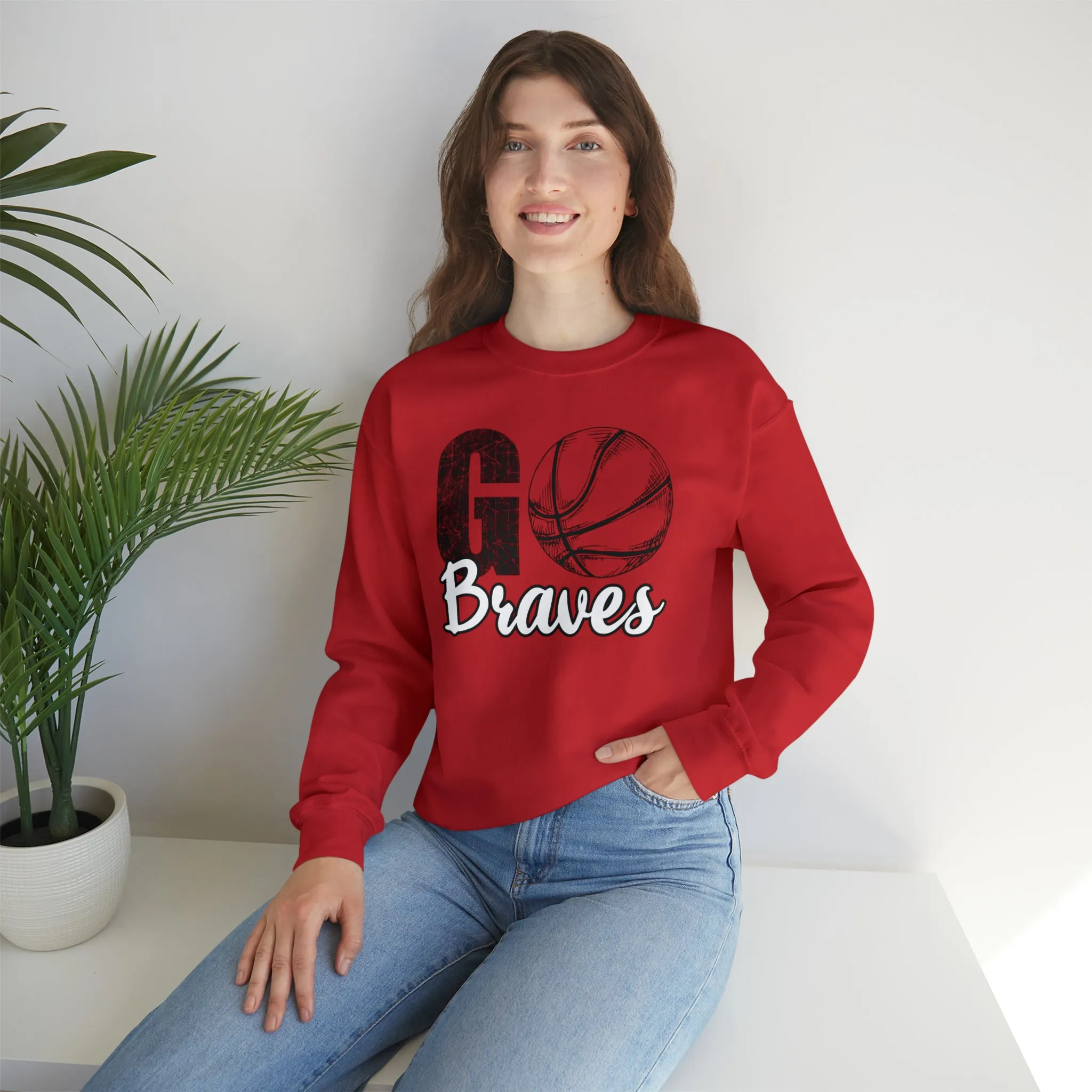 Go Braves Basketball Unisex Heavy Blend™ Crewneck Sweatshirt