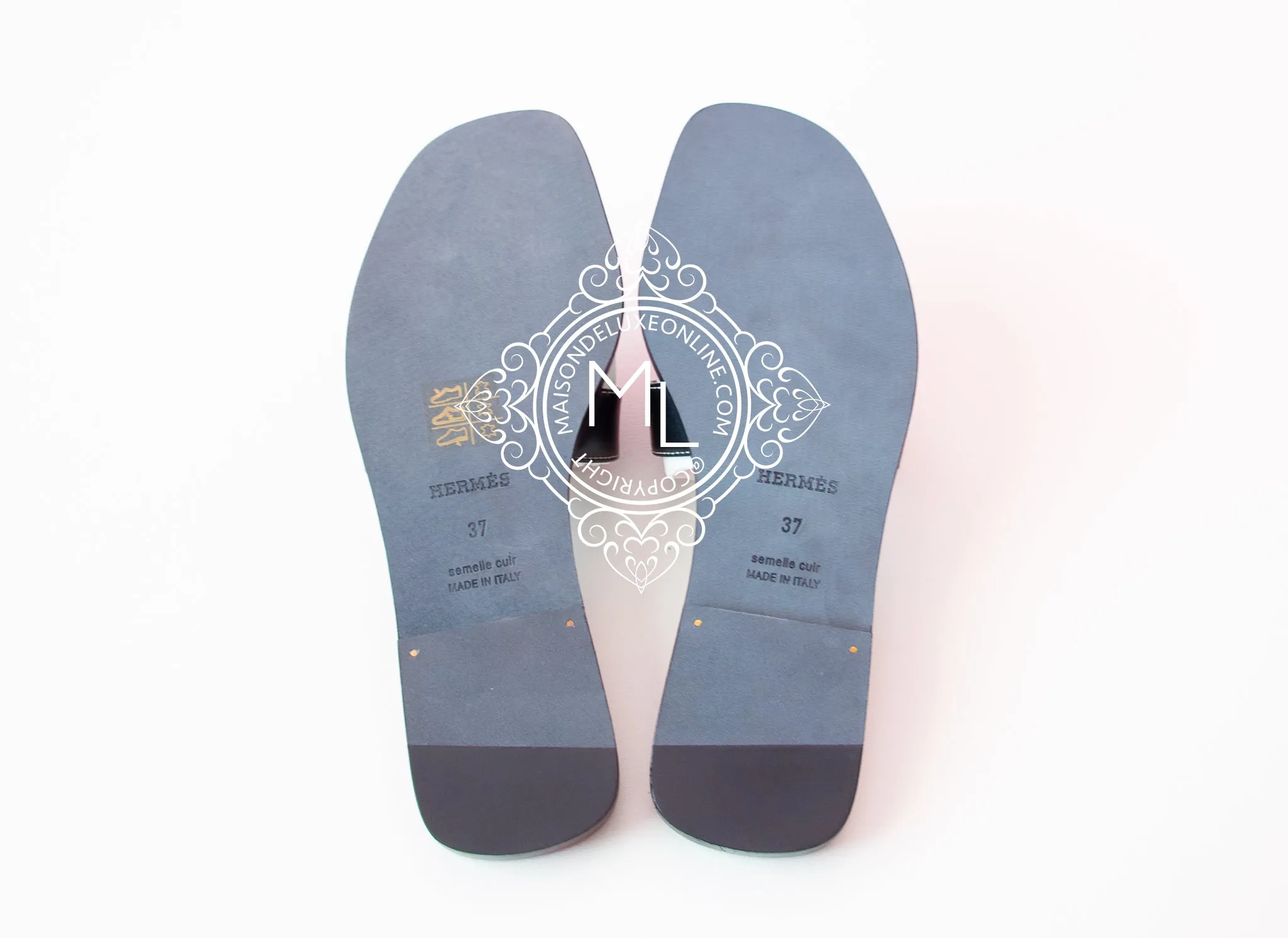 Hermes Womens Black Oran Sandal Slipper 37 Shoes
