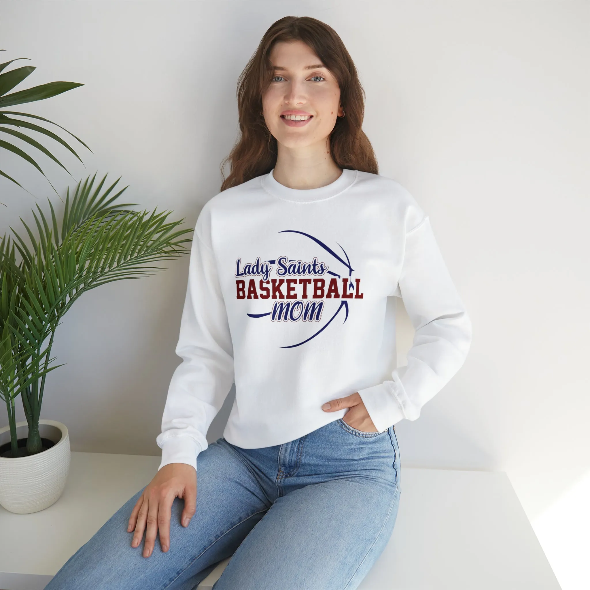Lady Saints Basketball Mom Unisex Heavy Blend™ Crewneck Sweatshirt