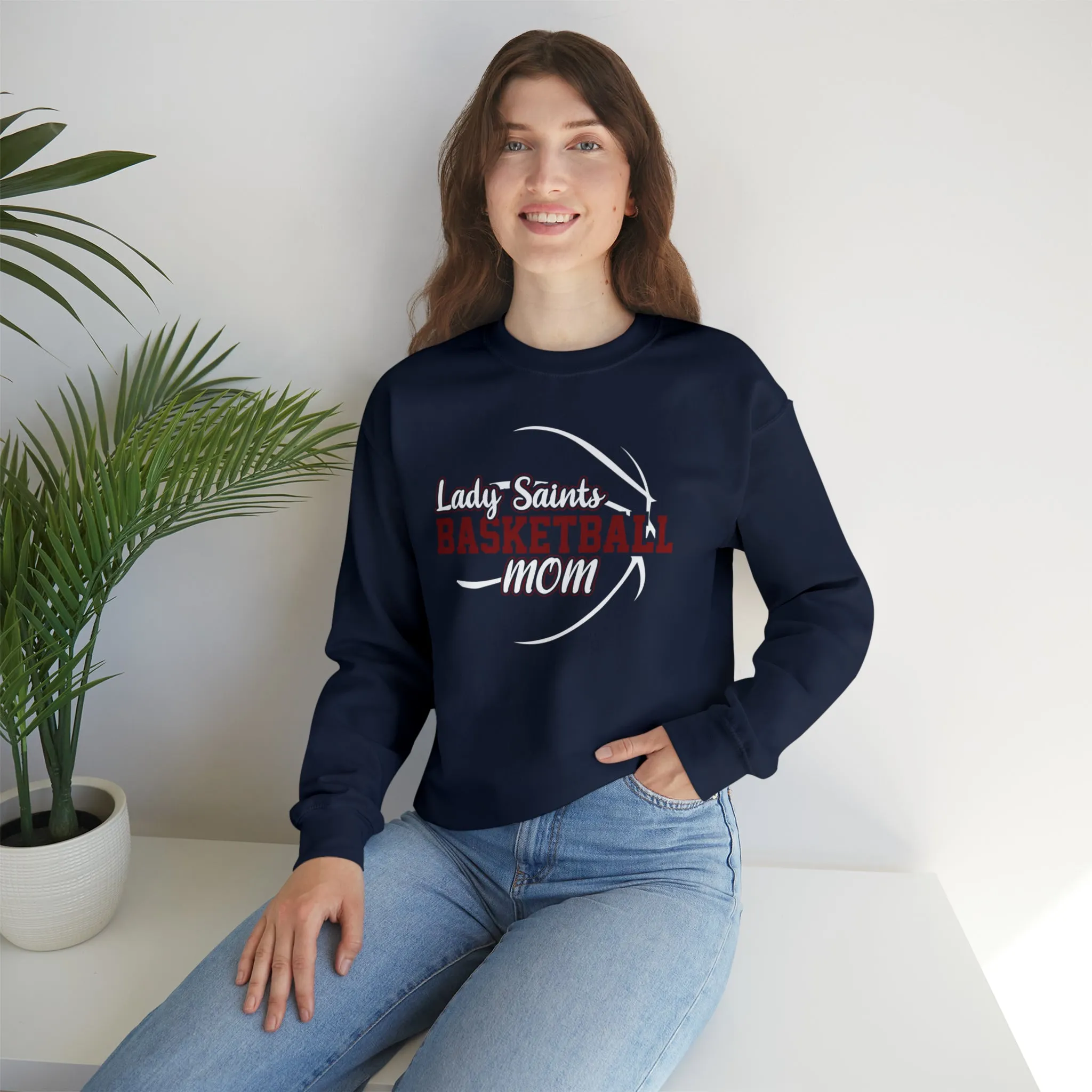 Lady Saints Basketball Mom Unisex Heavy Blend™ Crewneck Sweatshirt