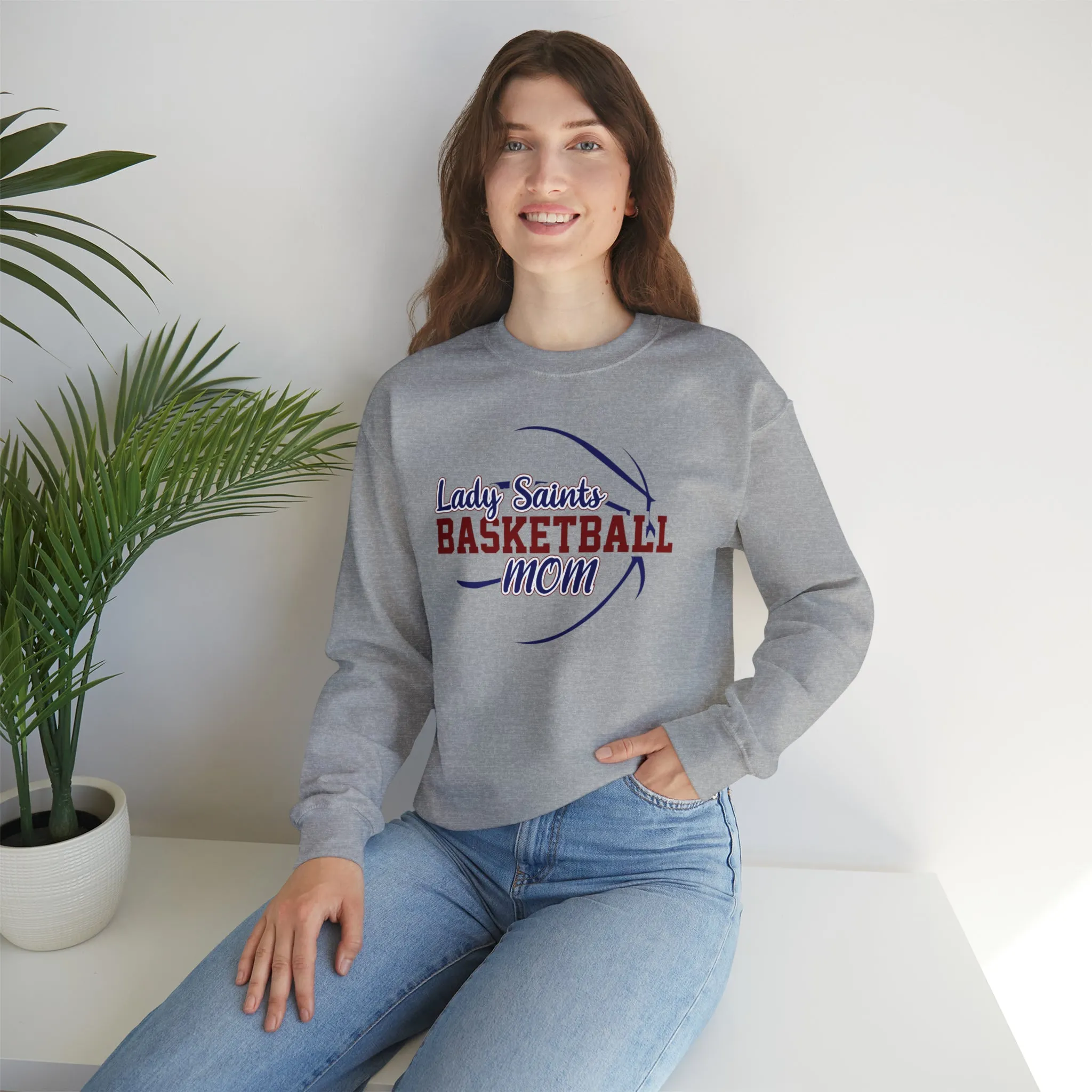 Lady Saints Basketball Mom Unisex Heavy Blend™ Crewneck Sweatshirt