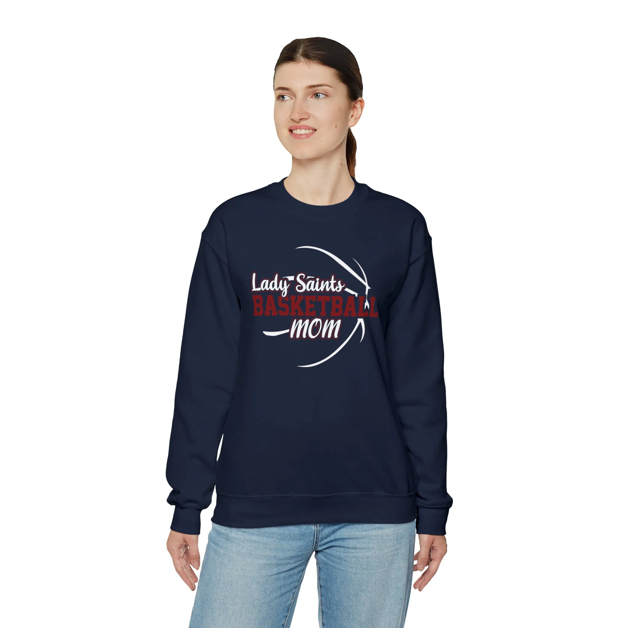 Lady Saints Basketball Mom Unisex Heavy Blend™ Crewneck Sweatshirt