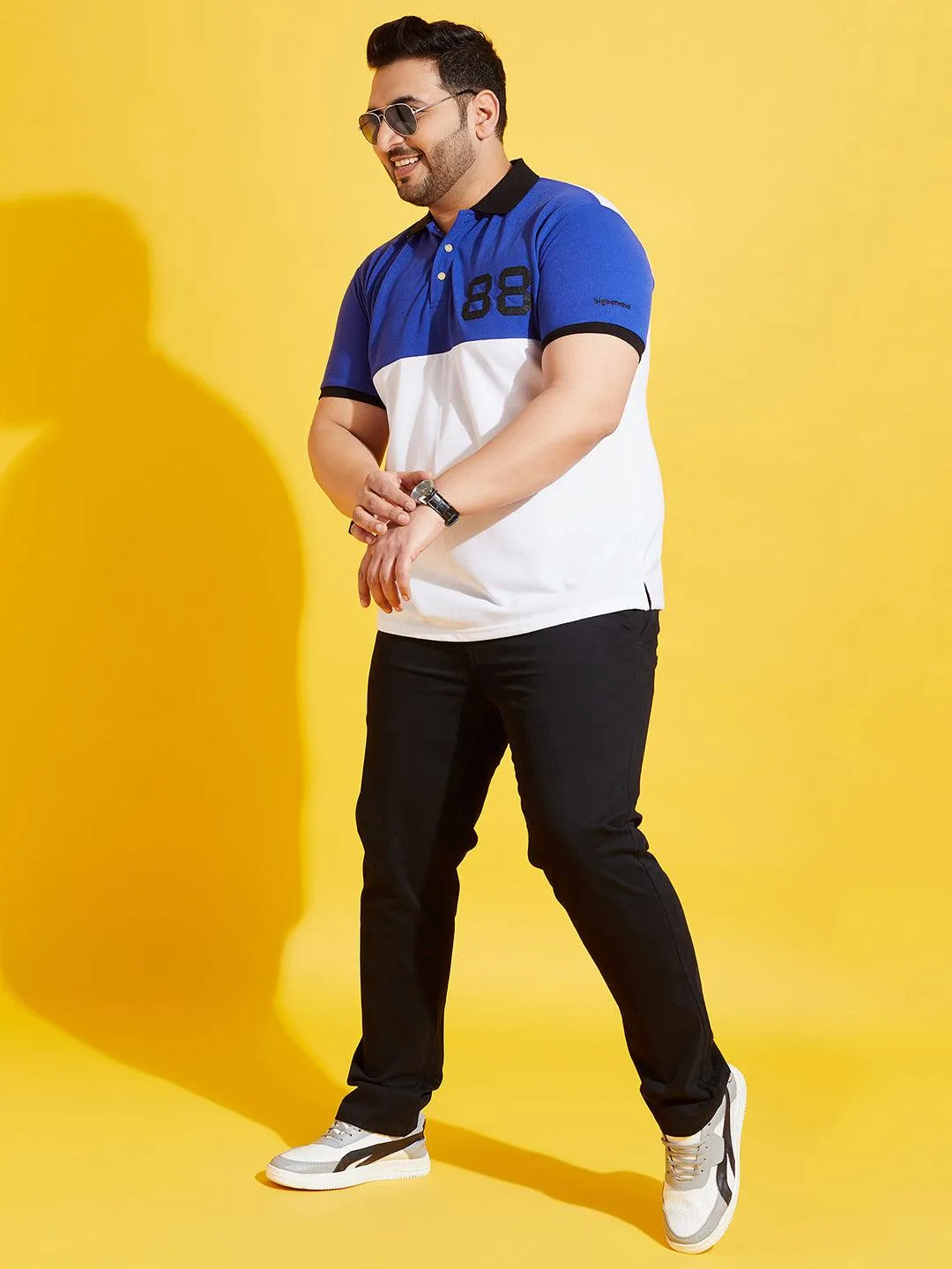 Men Plus Size Lepton-Black Solid Trouser