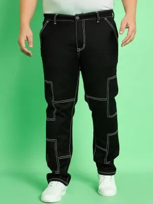 Men Plus Size Moist Solid Jeans