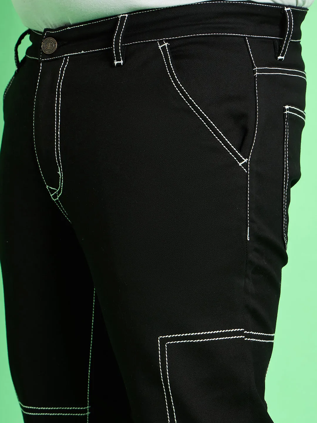 Men Plus Size Moist Solid Jeans