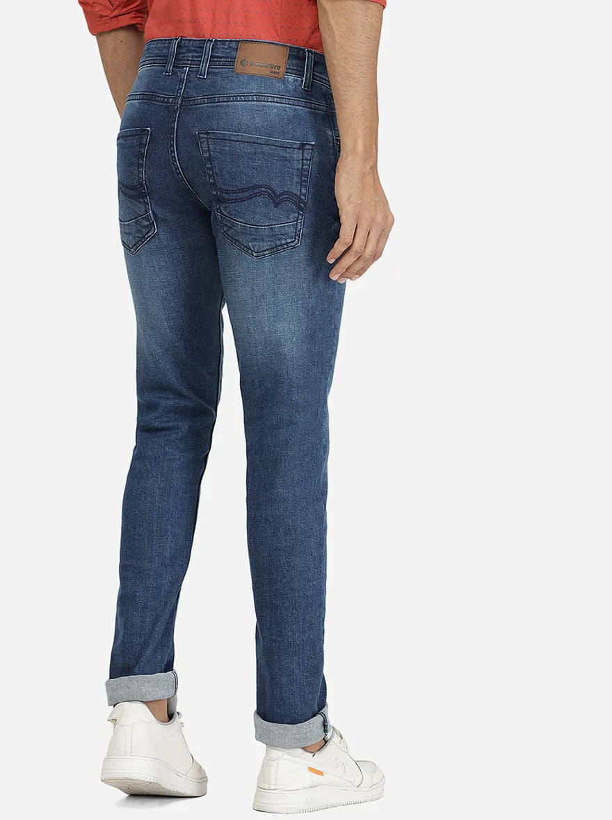 Mid Blue Washed Narrow Fit Jeans | Greenfibre