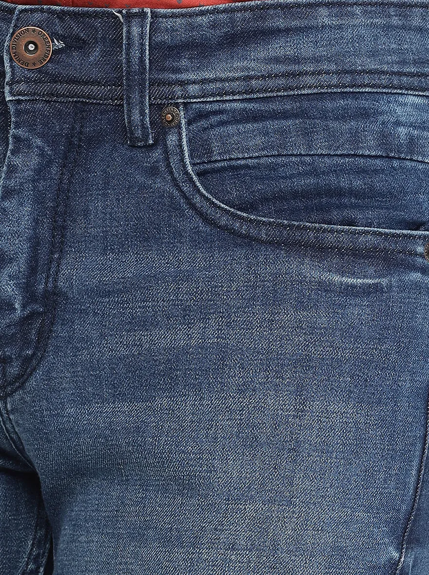 Mid Blue Washed Narrow Fit Jeans | Greenfibre
