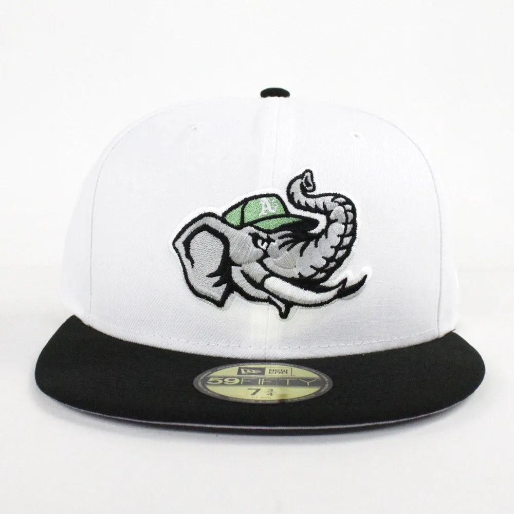 Modesto Athletics New Era 59FIFTY Fitted Hat (White Black Gray Under Brim)