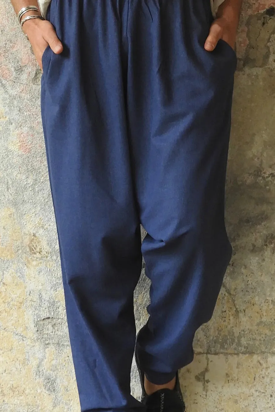 MOON Women's Linen Blend Harem Pants (Beige, Indigo Blue)