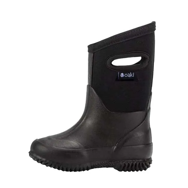 Oakiwear Kids Neoprene Rain Snow Boots, Black Thick 7mm