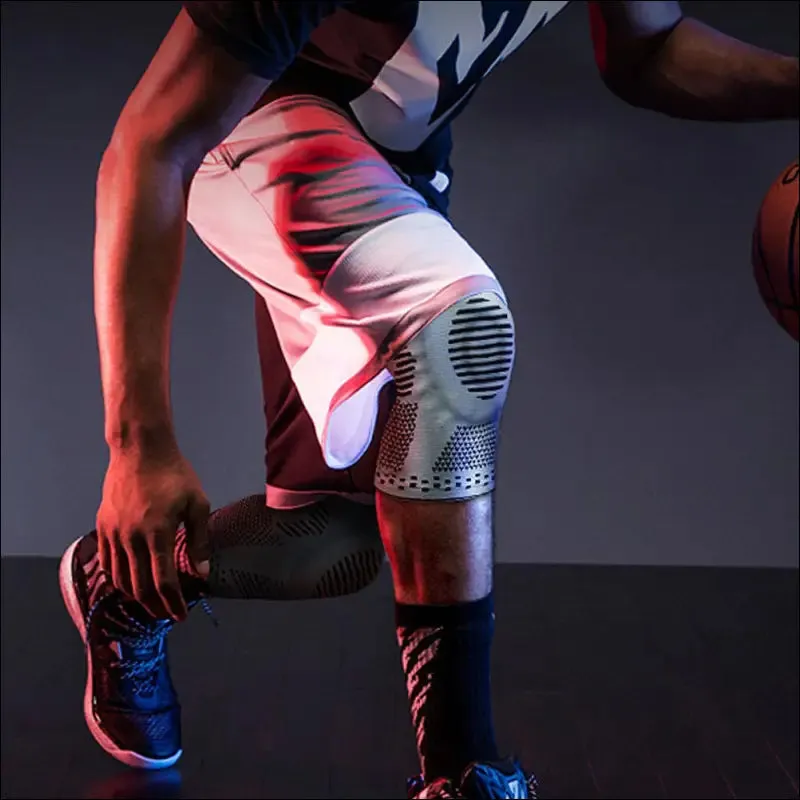Sports compression knee support brace patella protector knitted silicone spring leg pads