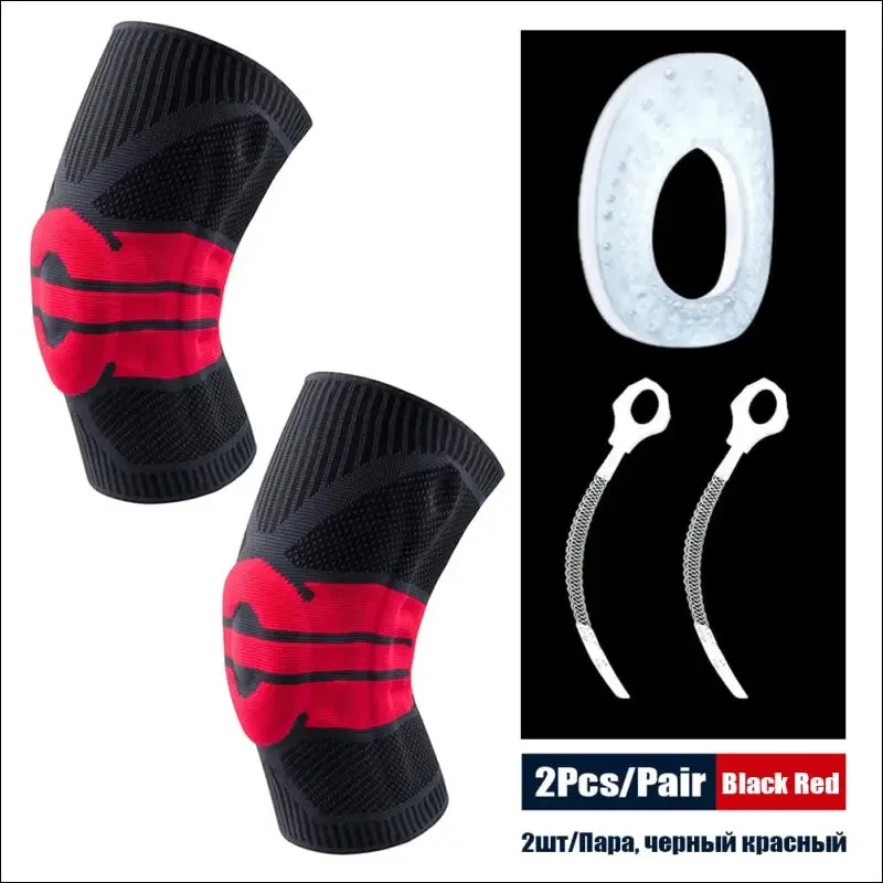 Sports compression knee support brace patella protector knitted silicone spring leg pads