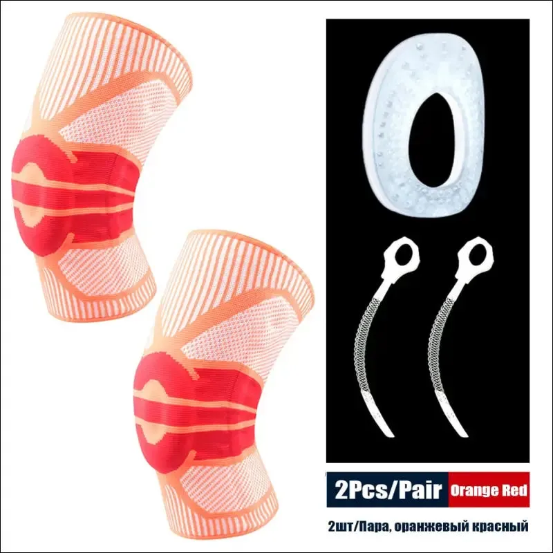 Sports compression knee support brace patella protector knitted silicone spring leg pads
