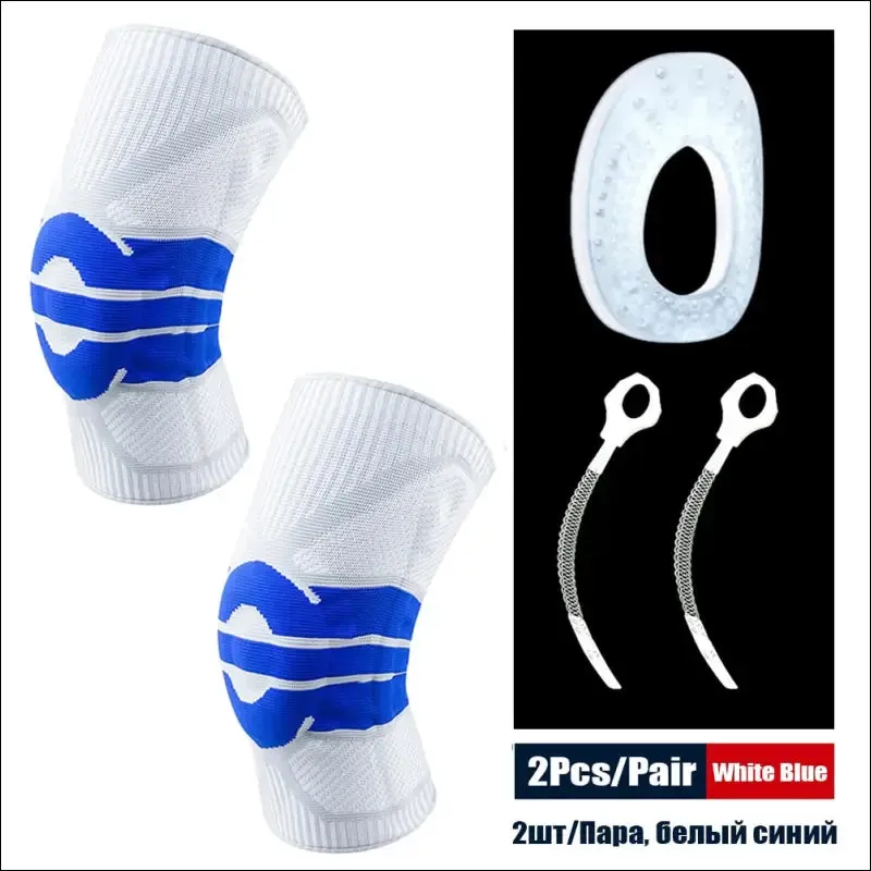 Sports compression knee support brace patella protector knitted silicone spring leg pads
