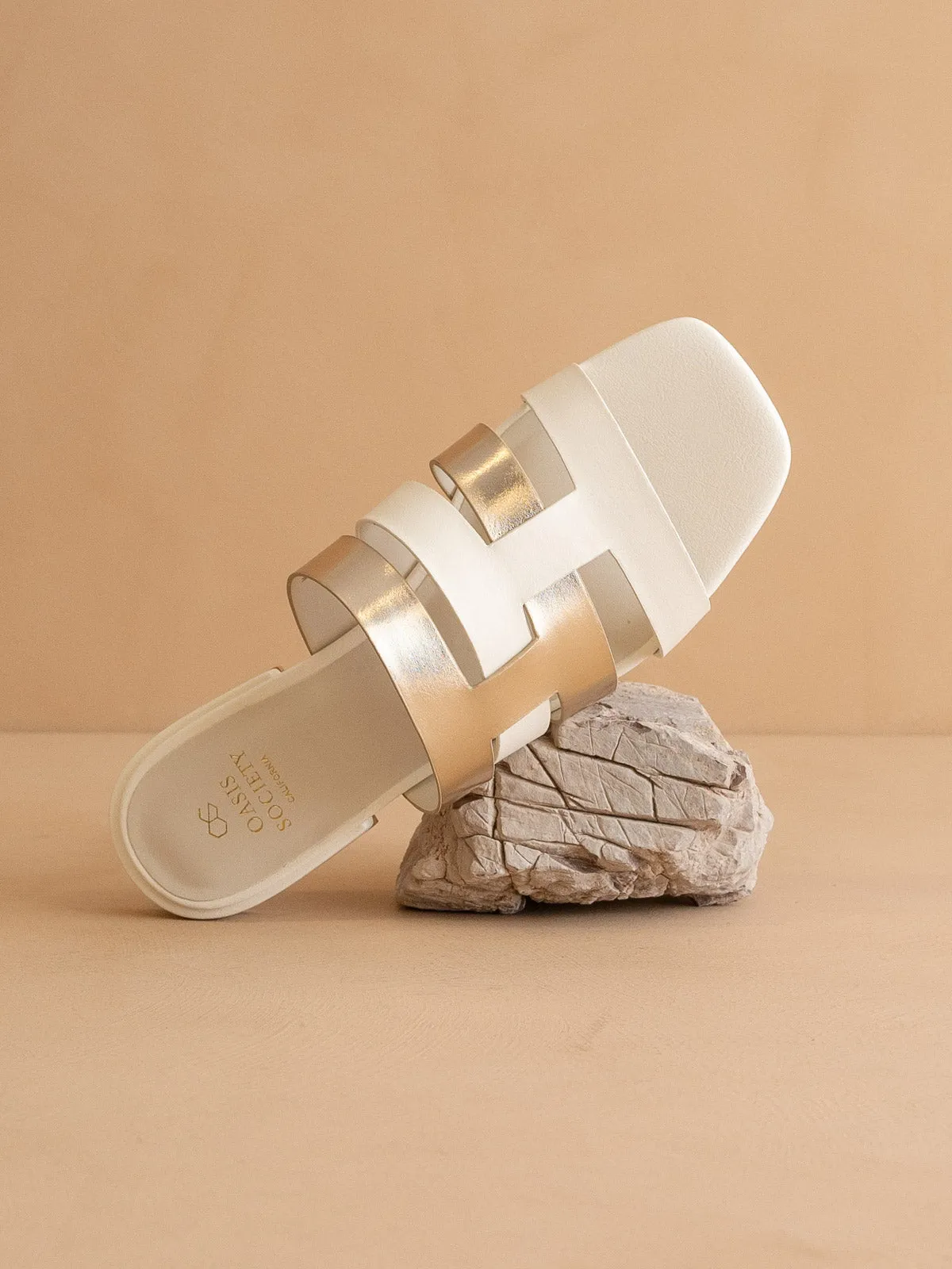 The Parker | White Architectural Flat Sandal