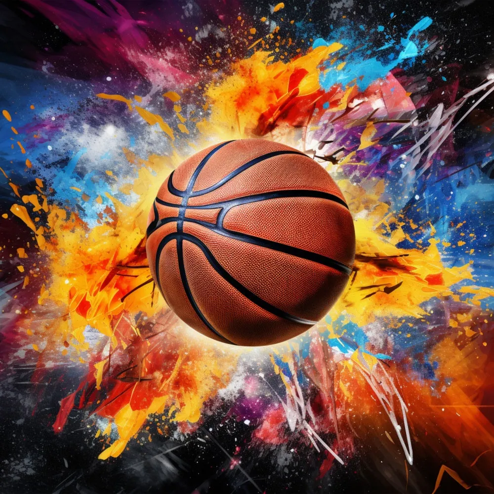 Toile de fond Ballon Basket Couleurs Explosives Vibrantes BRP1-332
