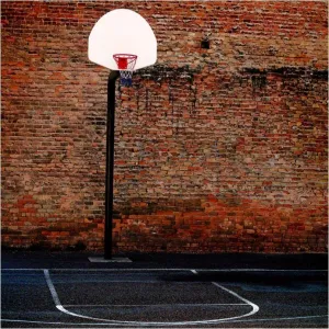 Toile de fond de photo de support de basket-ball de mur de brique rouge F-1590