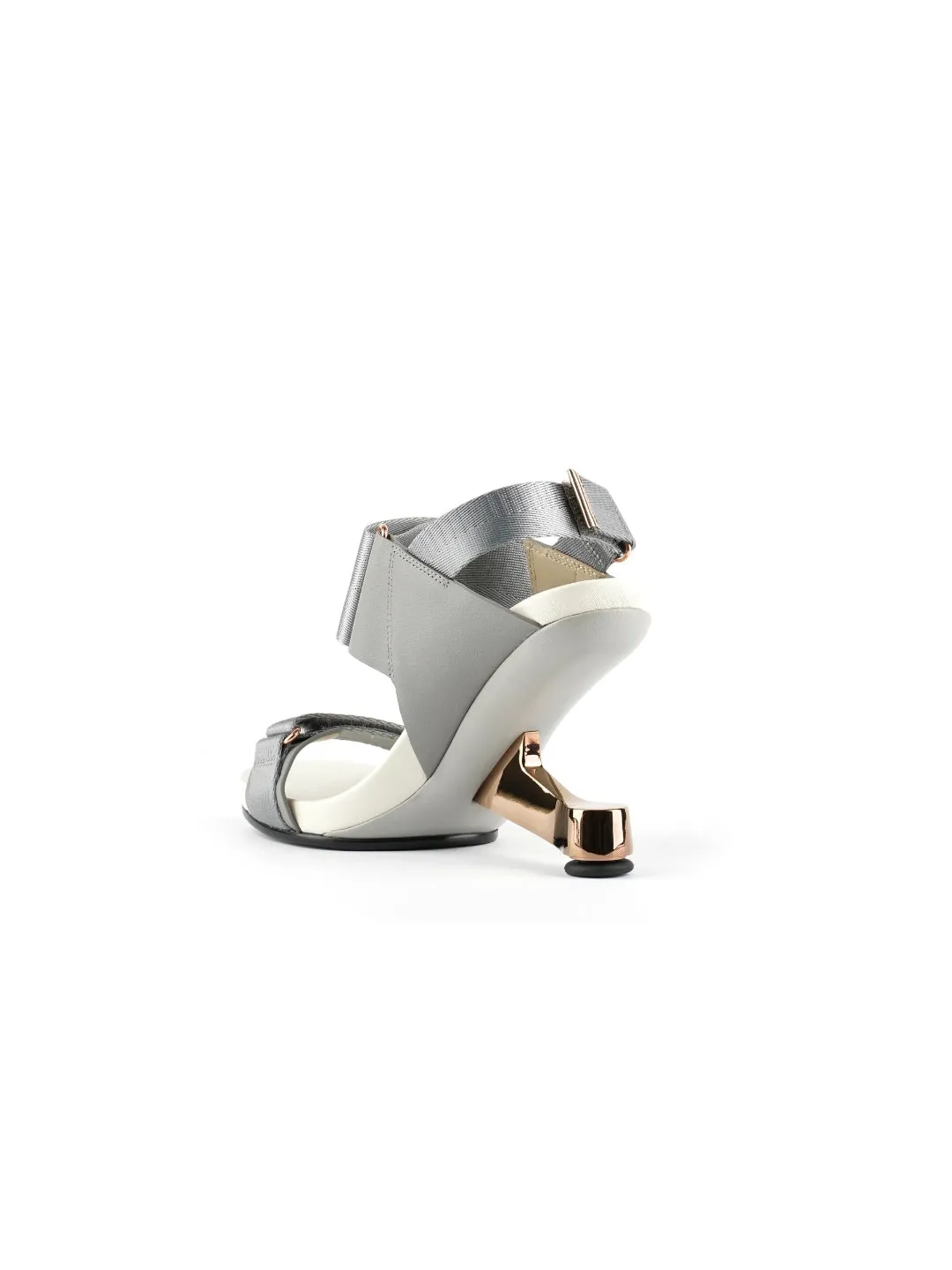 Zayla Silver Elevator Heel Strap Heel Sandal