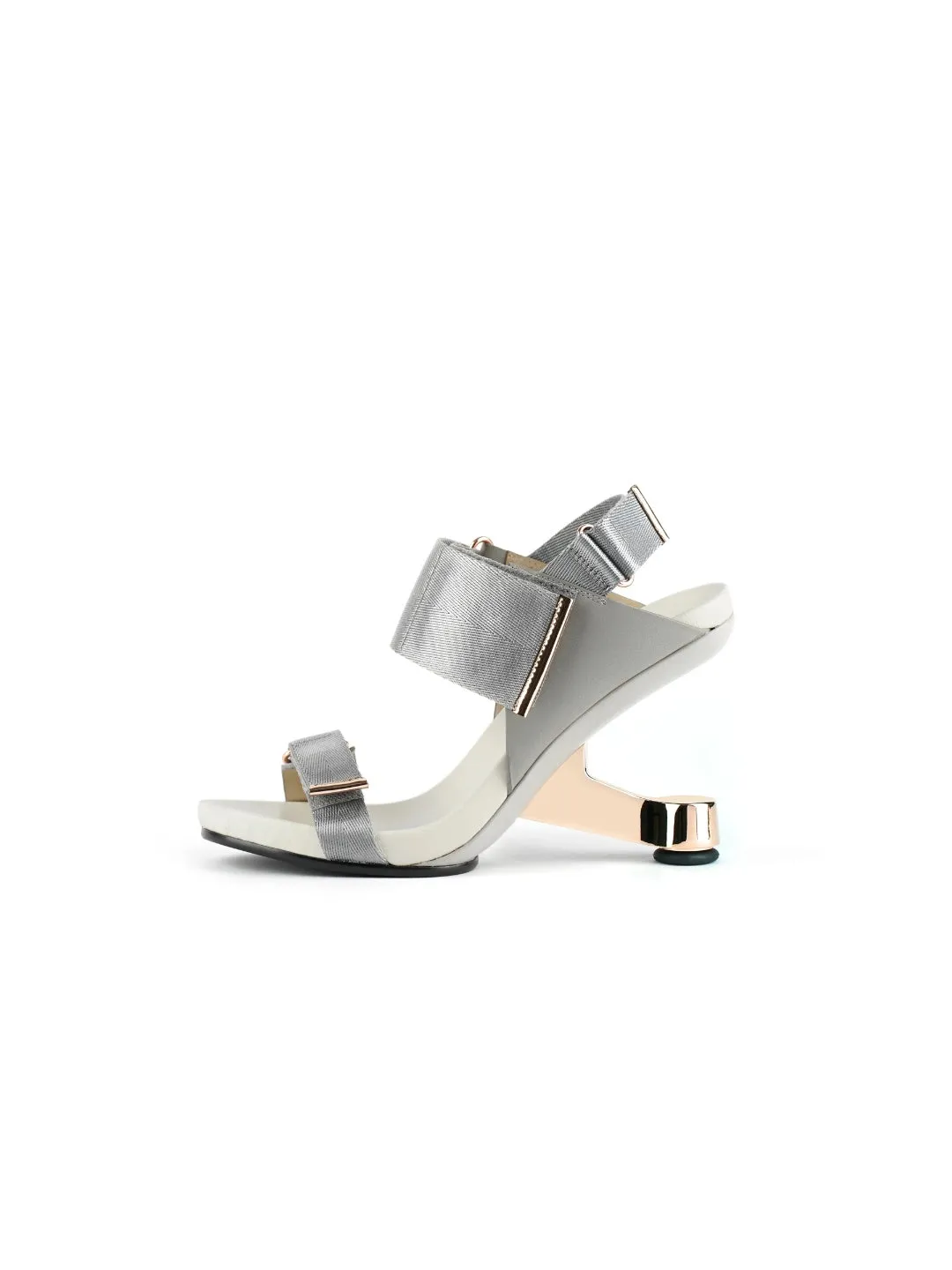 Zayla Silver Elevator Heel Strap Heel Sandal