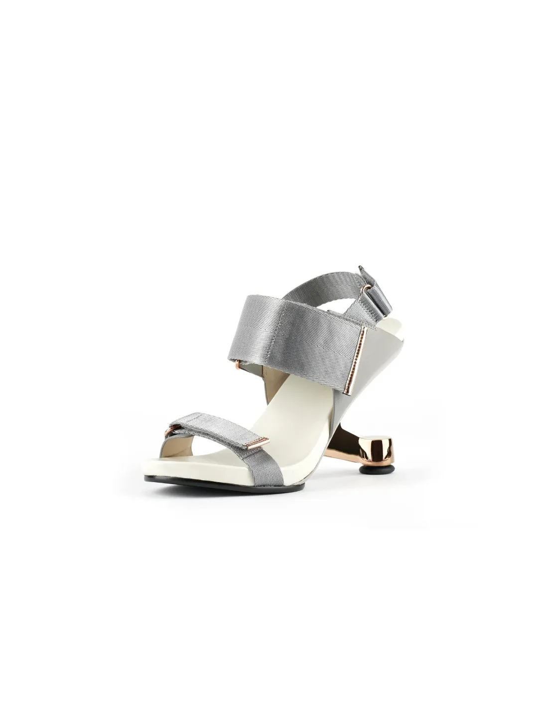 Zayla Silver Elevator Heel Strap Heel Sandal